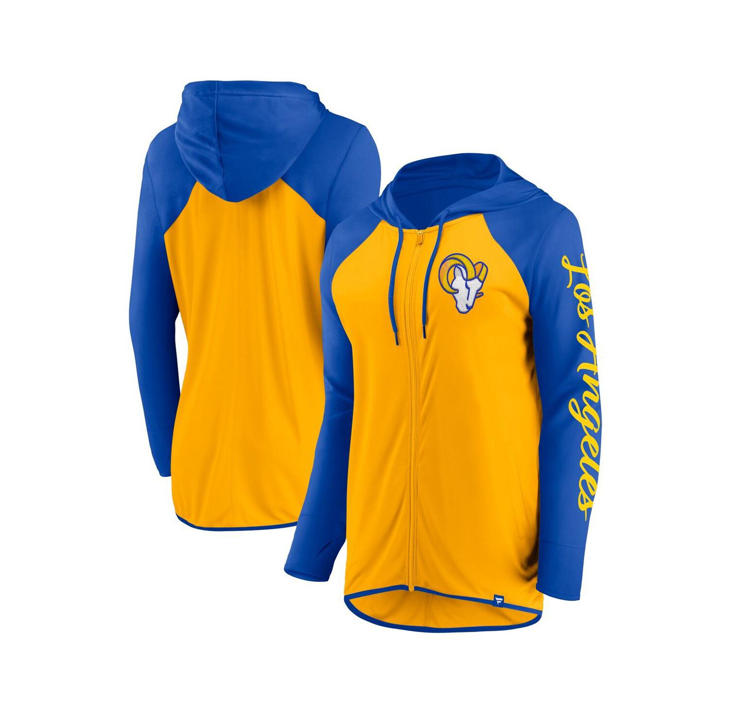 Women's Gold/Royal Los Angeles Rams Script Full-Zip Hoodie