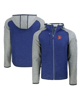 Men's Royal/Heather Gray Denver Broncos Throwback Mainsail Sweater-Knit Full-Zip Hoodie