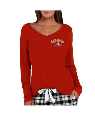 Women's Scarlet San Francisco 49ers Marathon Knit Long Sleeve Lightweight V-Neck Lounge Top