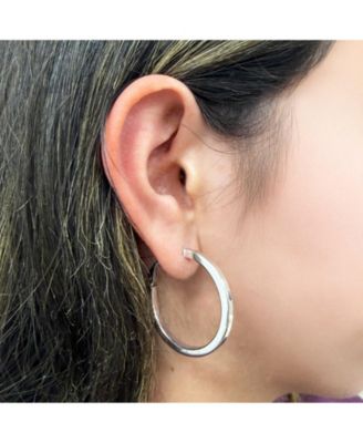 Square Tube Hoop Earrings Sterling Silver
