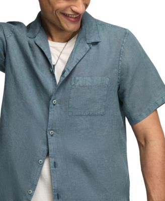 Men's Short-Sleeve Linen Camp-Collar Shirt