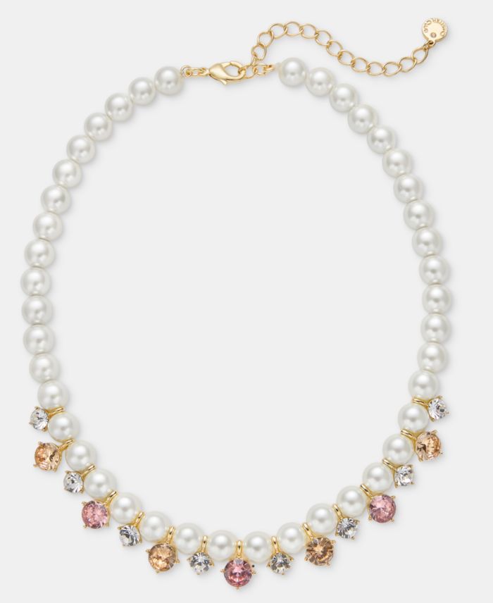 Charter Club Imitation Pearl Multi-Stone Collar Necklace