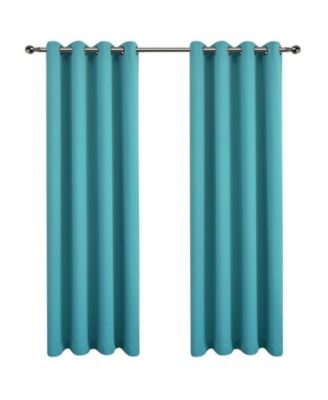Teal 2 Piece Grommet Top Blackout Curtain Panels For Extra Long Windows