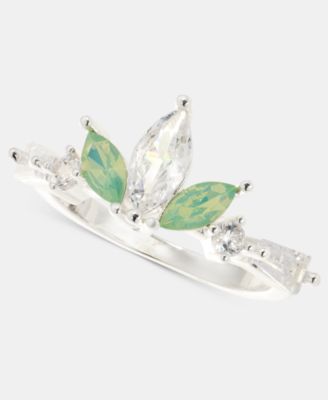 Cubic Zirconia & Green Crystal Ring