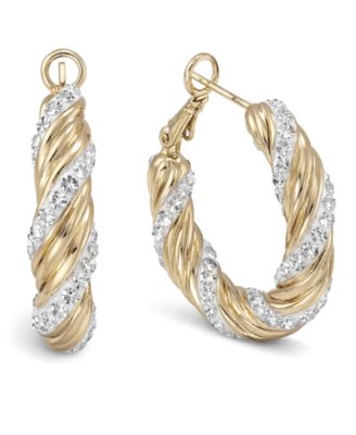 Clear Crystal Twist Hoop Earrings