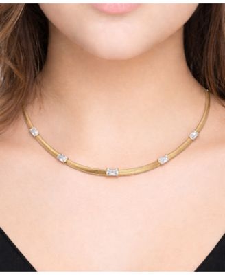 Cubic Zirconia Rectangular Stone Station Necklace