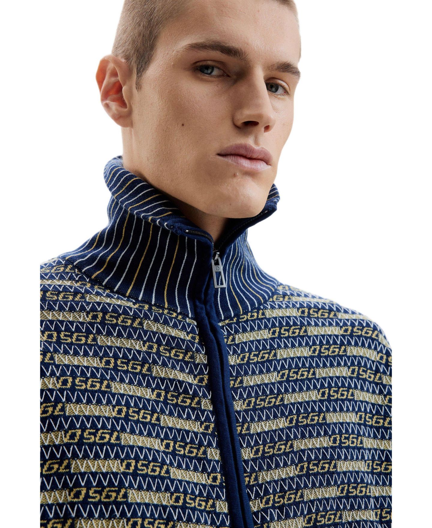 Мужской свитер Desigual Retro zipper, цвет: Синий — фото 2