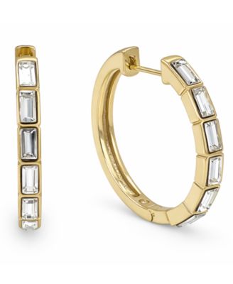 Crystal Baguette Hinged Hoop Earrings