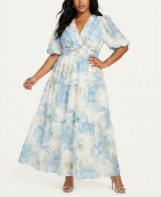Plus Size Twist-Front V-Neck Maxi Dress