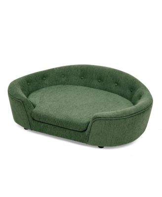 Oversized Oval Dog Sofa Bed with Tufted Backrest