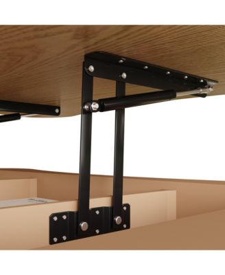 Lift Top Coffee Table - Fluted-Panel Wooden Center Table, Hidden Storage, Silent Hydraulic Lift, Curved Corners for Living Room