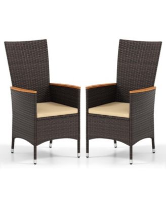 Outdoor Wicker Dining Chairs Set of 2 with High Back Support