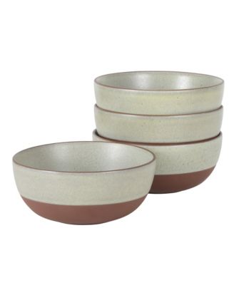 William Crest 4 Piece Cereal Bowl Set, 6.25 inch Round Stoneware Reactive Bowls, Soup, Dessert & Snack Bowls
