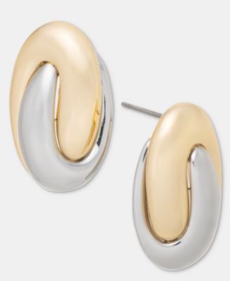 Two-Tone Linked Stud Earrings