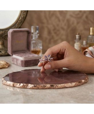 Unique 18K Rose Gold & Black Plated CZ Floral Bloom Ring