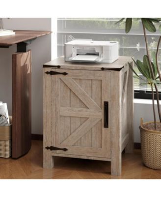 Bedside Table with USB Charging Station  18 Rustic Wooden Bedside Table with Sliding Barn Door, Adjustable Shelf