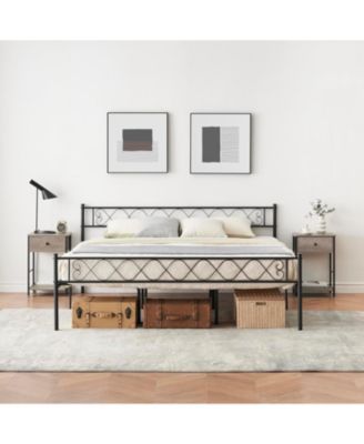 Modern Metal Platform Bed Headboard Footboard Underbed Storage Heavy Duty No Box Spring Easy Assembly