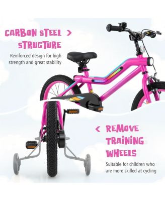 16 Inch LED Lighted Kids Bike with Training Wheels and Headlight for Ages 4-7 Years