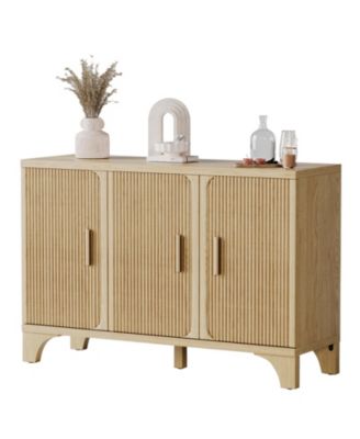 47" Mid Century Modern Fluted Buffet Cabinet with Storage Accent Sideboard Credenza Coffee Bar Console for Kitchen or Living Room