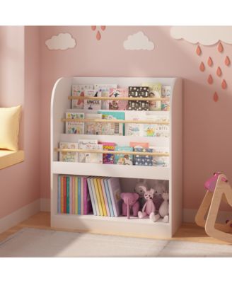 Wooden Book Display & Toy Organizer - Multi-Tier Children s Bookcase with Open Storage for Kids Room, Nursery, Kindergarten