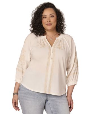 Plus Size Ruffle Edge Neck Top