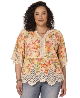 Plus Size Scallop Edge Peplum Top
