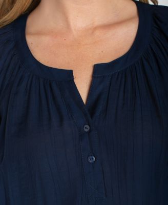 Petite Textured Puffed-Sleeve Top