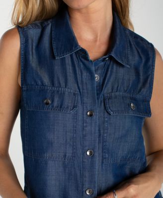 Petite Sleeveless Button-Front Top