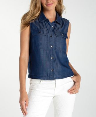 Petite Sleeveless Button-Front Top