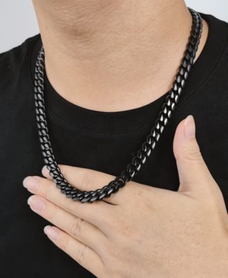 Men's Black Plated 20" Stainless Steel Miami Cuban Chain Necklace
