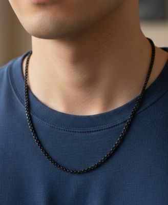 Men's Black Plated 18" Stainless Steel Rolo Chain Necklace