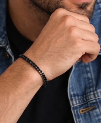 Men's 9" Black Plated 316L Stainless Steel Curb Chain Bracelet