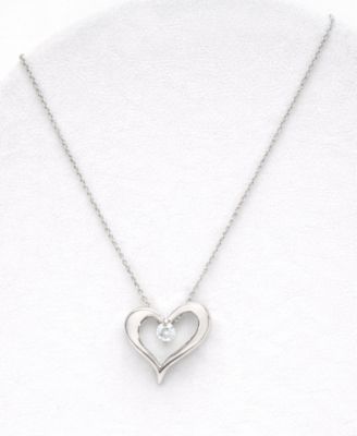 Lab Grown Diamond Heart Pendant Necklace (1/10 ct. t.w.) in Sterling Silver