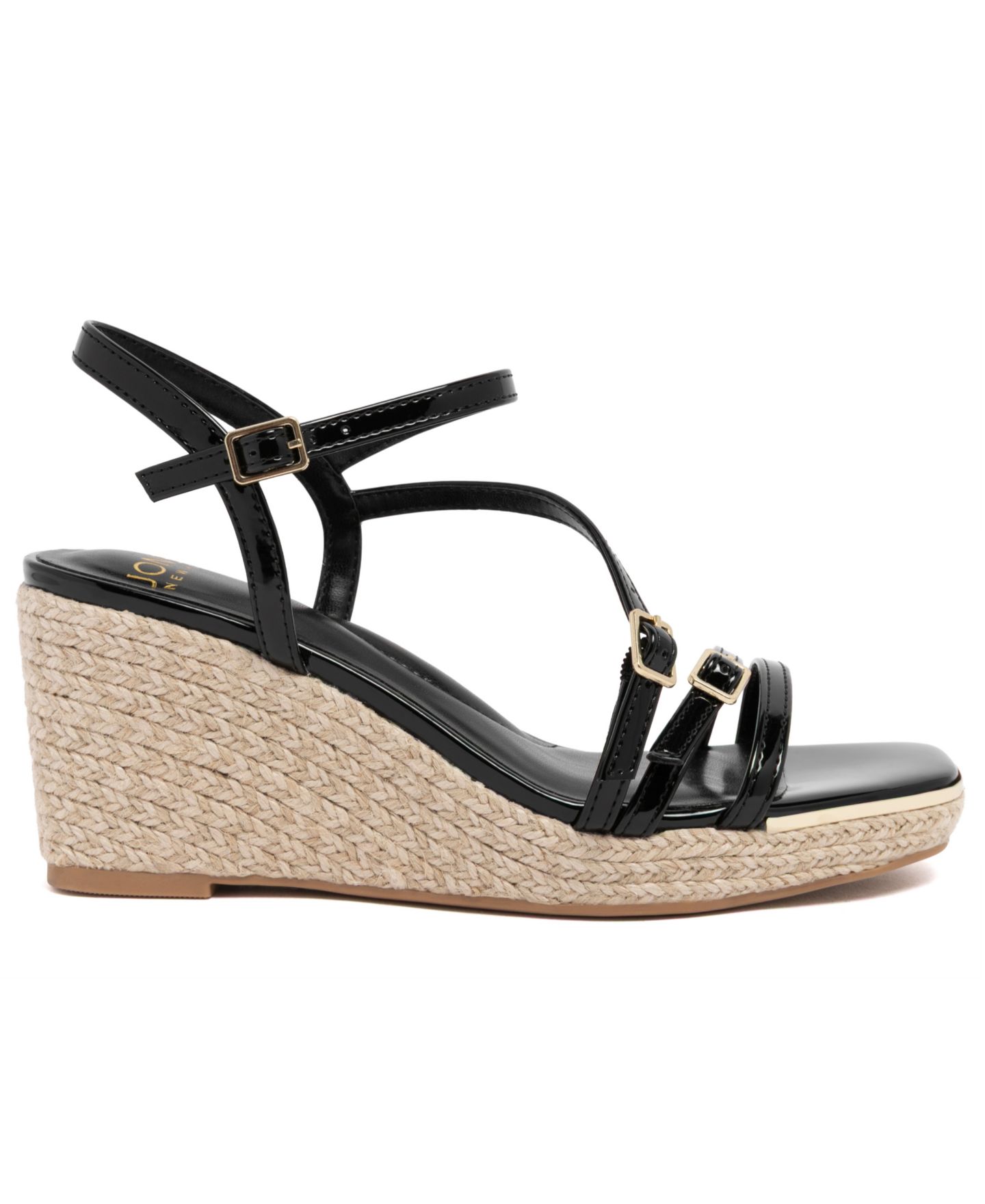 Женские сандалии Jones New York Harisyn Strappy Espadrille Wedge, цвет: Чёрный лаковый — фото 2