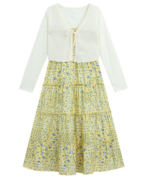 Платья BCX Girls' 7-16 Long-Sleeve Cardigan and Dress, 2-Piece Set