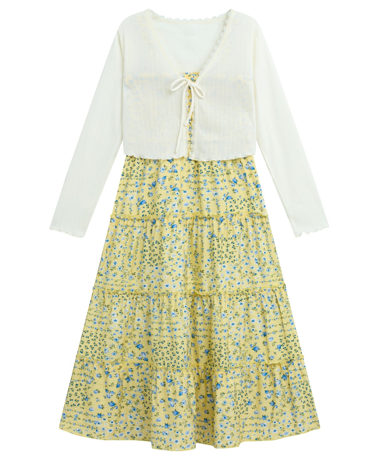 Платья BCX Girls' 7-16 Long-Sleeve Cardigan and Dress, 2-Piece Set — фото 1