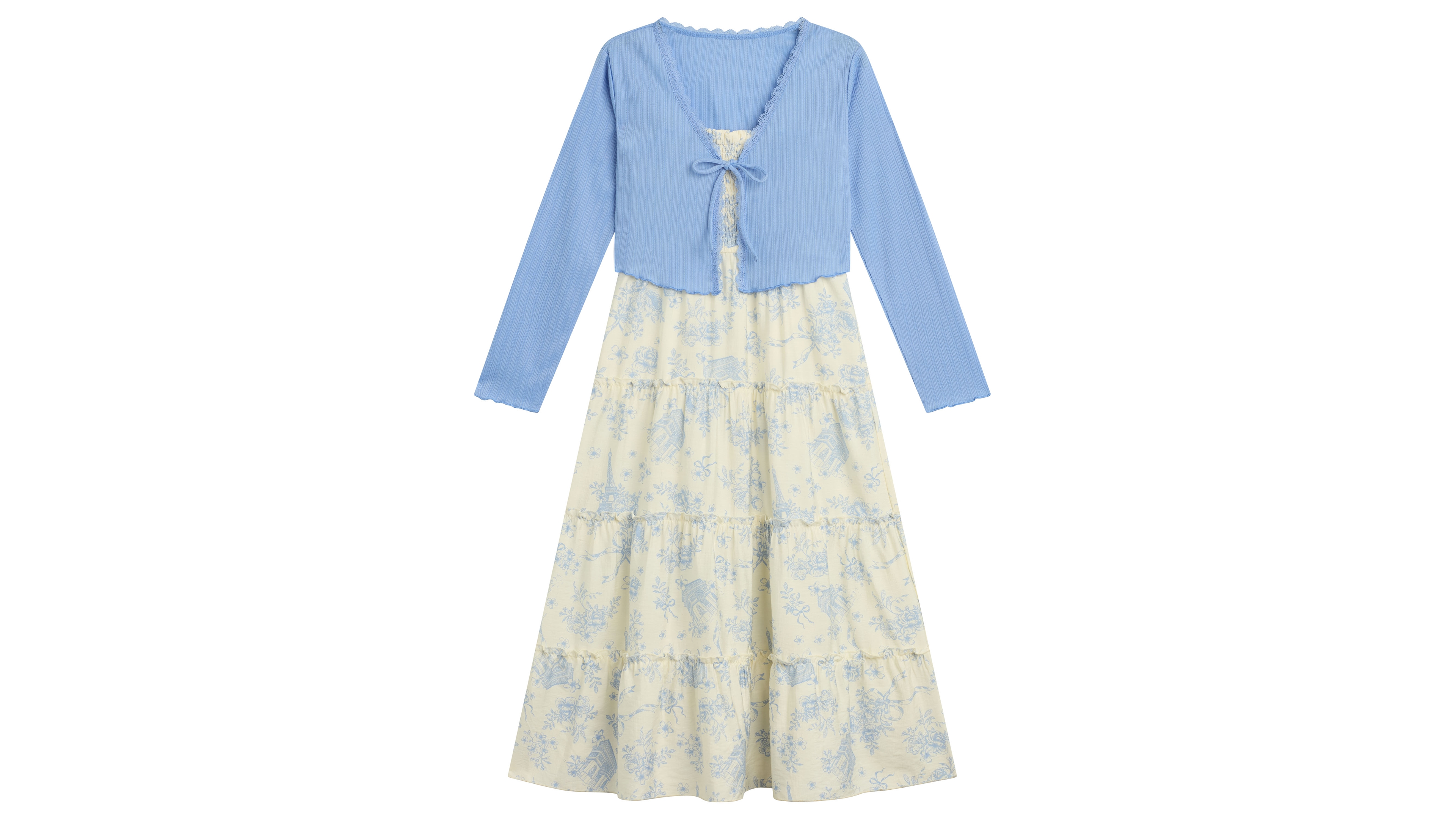 Bcx Girls' 7-16 Long-Sleeve Cardigan and Dress, 2-Piece Set
