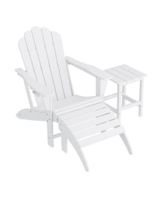3-Piece Adirondack Chair with Cup Holder and Folding Ottoman and Table Set