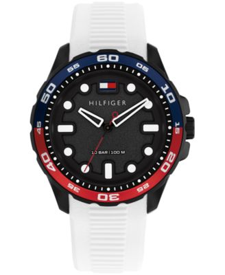 Men's Quartz White Silicone Strap Watch, 40mm