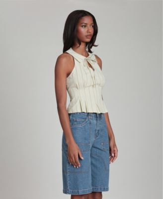 Women's Striped Tie-Neck Top