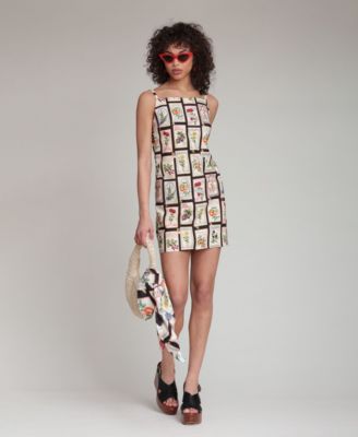 Women's Botanical-Print Square-Neck Mini Dress
