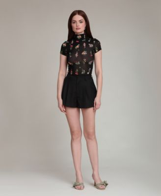 Women's Floral-Print Mock-Neck Top