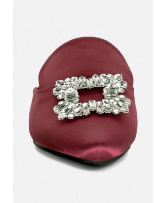 PERRINE Womens Diamante Brooch Slip On Mules