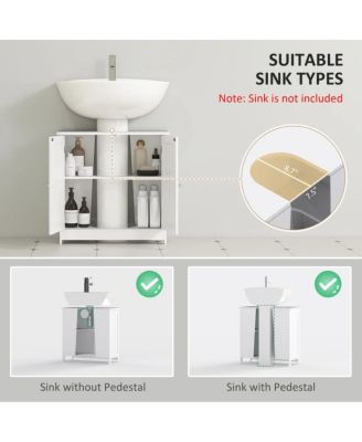 23.5 Inch Under Sink Bathroom Cabinet, MDF Vanity with Adjustable Shelf for Pedestal Sink Storage
