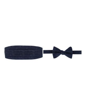 Men's Mystere Metallic Star Light Cummerbund and Bow Tie Bundle