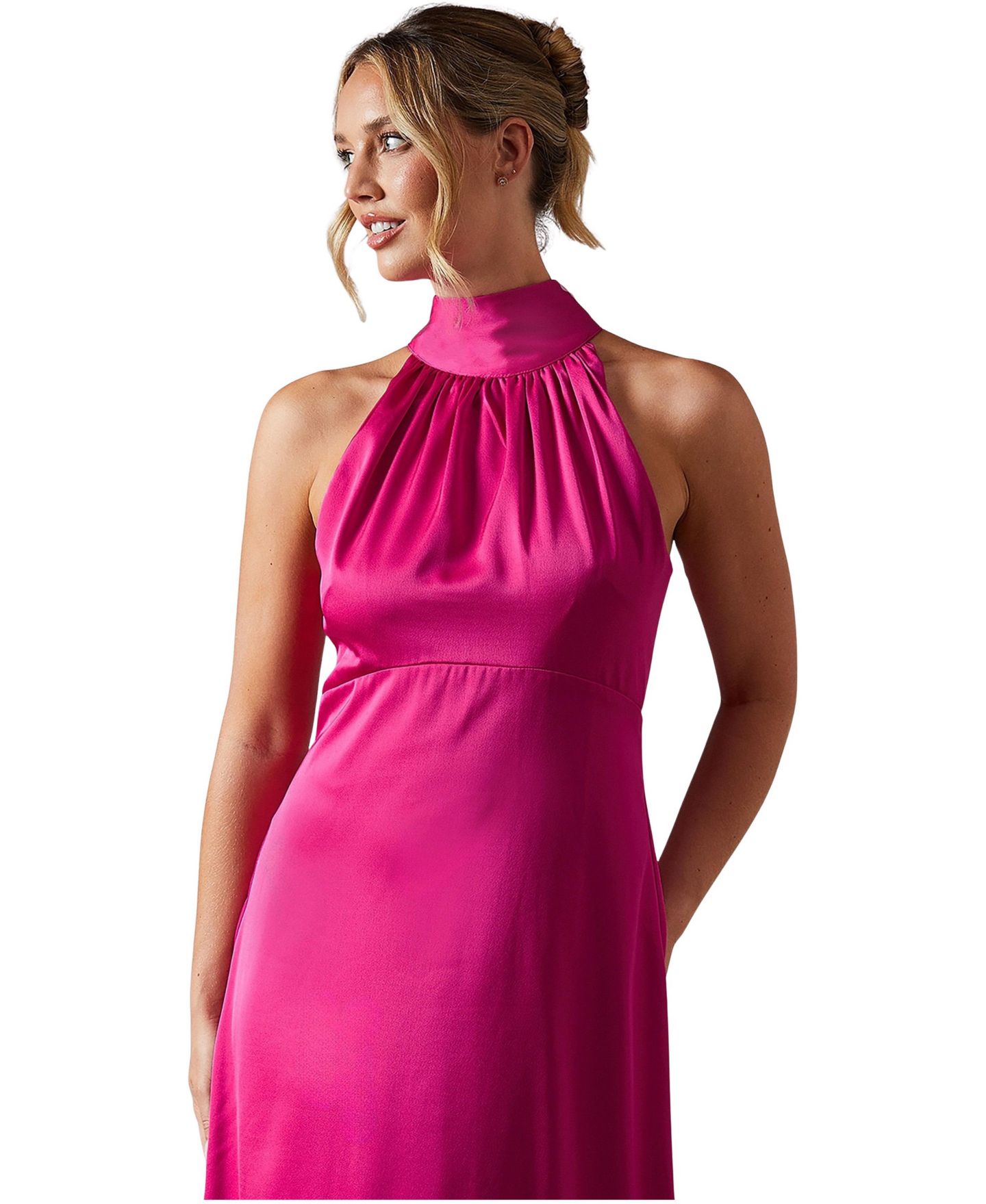 Женское платье Oasis Midi Bridesmaid, цвет: Яркий розовый — фото 2