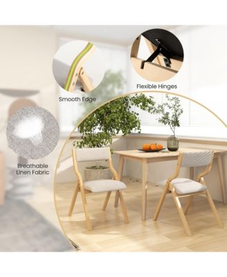 Folding Dining Chairs Set of 4 Wooden Table Chairs w/ Padded Seat Modern