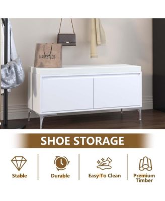 Wall-Mounted Entryway Shelf with Hooks and Storage Bench Set for Entryway, Hallway, Living Room, Bedroom