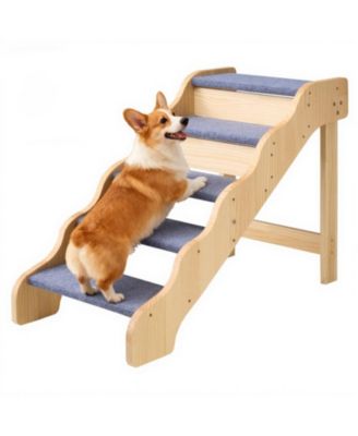 5-Step Wooden Pet Stairs with Non-Slip Surface, 150 lb Capacity for Beds and Sofas