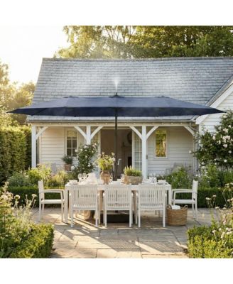 15 ft. Double Sided Umbrella Outdoor Patio Umbrella with Spray System, Base and Sand Bag